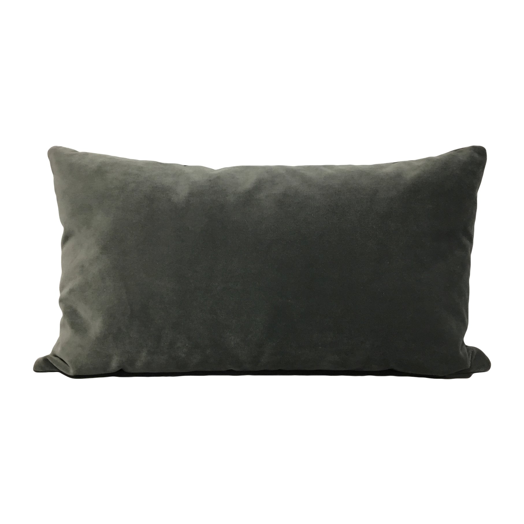 Luscious Velvet Charcoal Lumbar Pillow 12x22