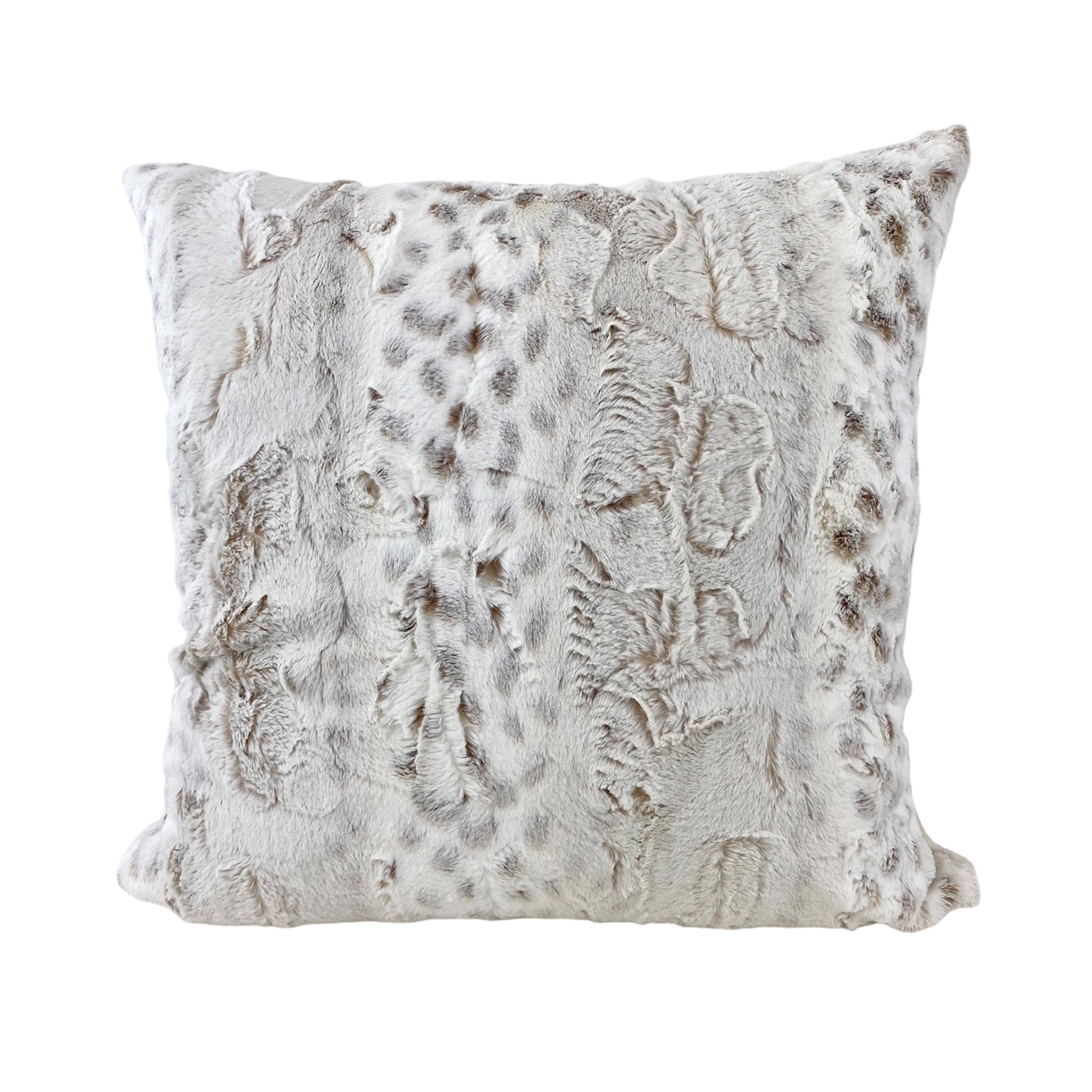 Lynx Frost Taupe Faux Fur Throw Pillow 20x20