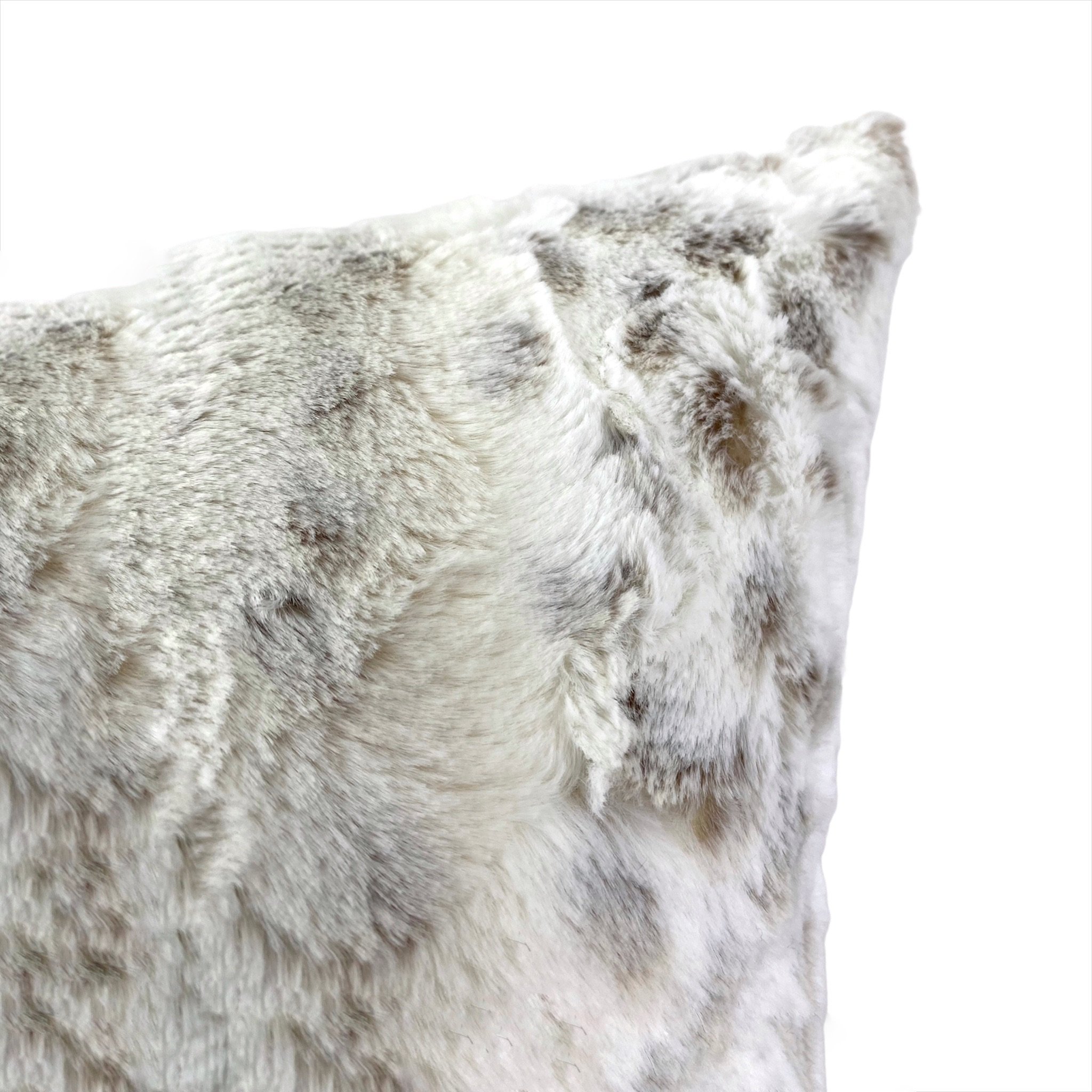 Lynx Frost Taupe Faux Fur Throw Pillow 20x20