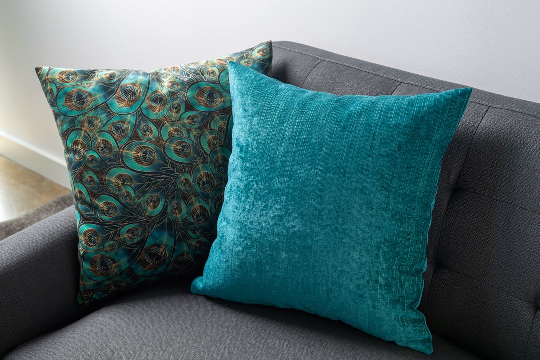 Morgan Peacock Feather Throw Pillow 20x20