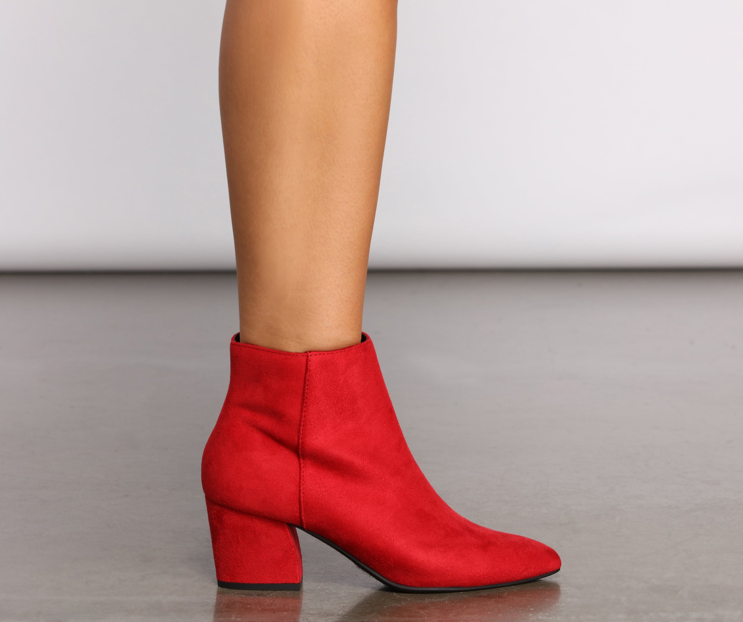 Lady In Red Block Heel Booties