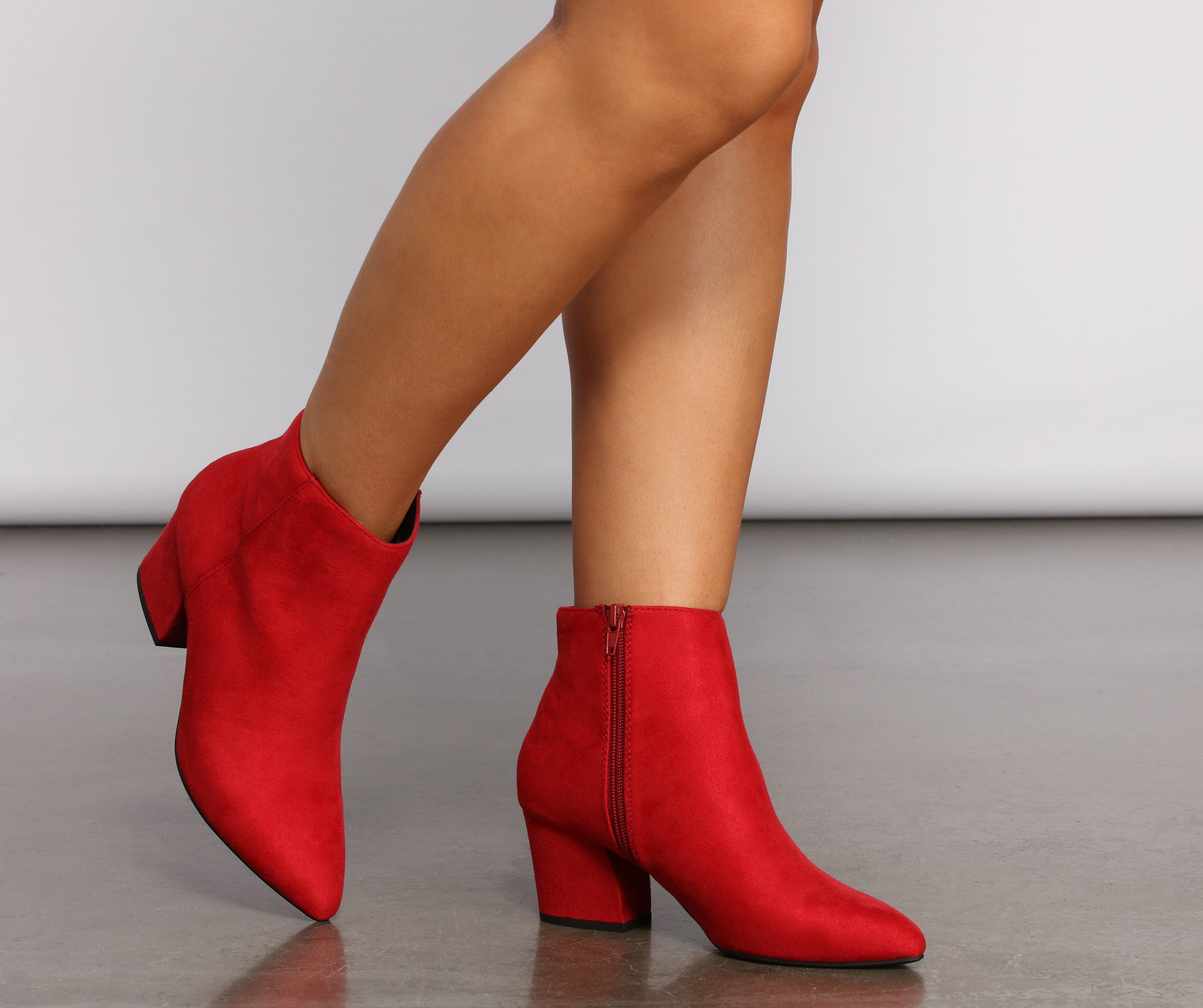 Lady In Red Block Heel Booties